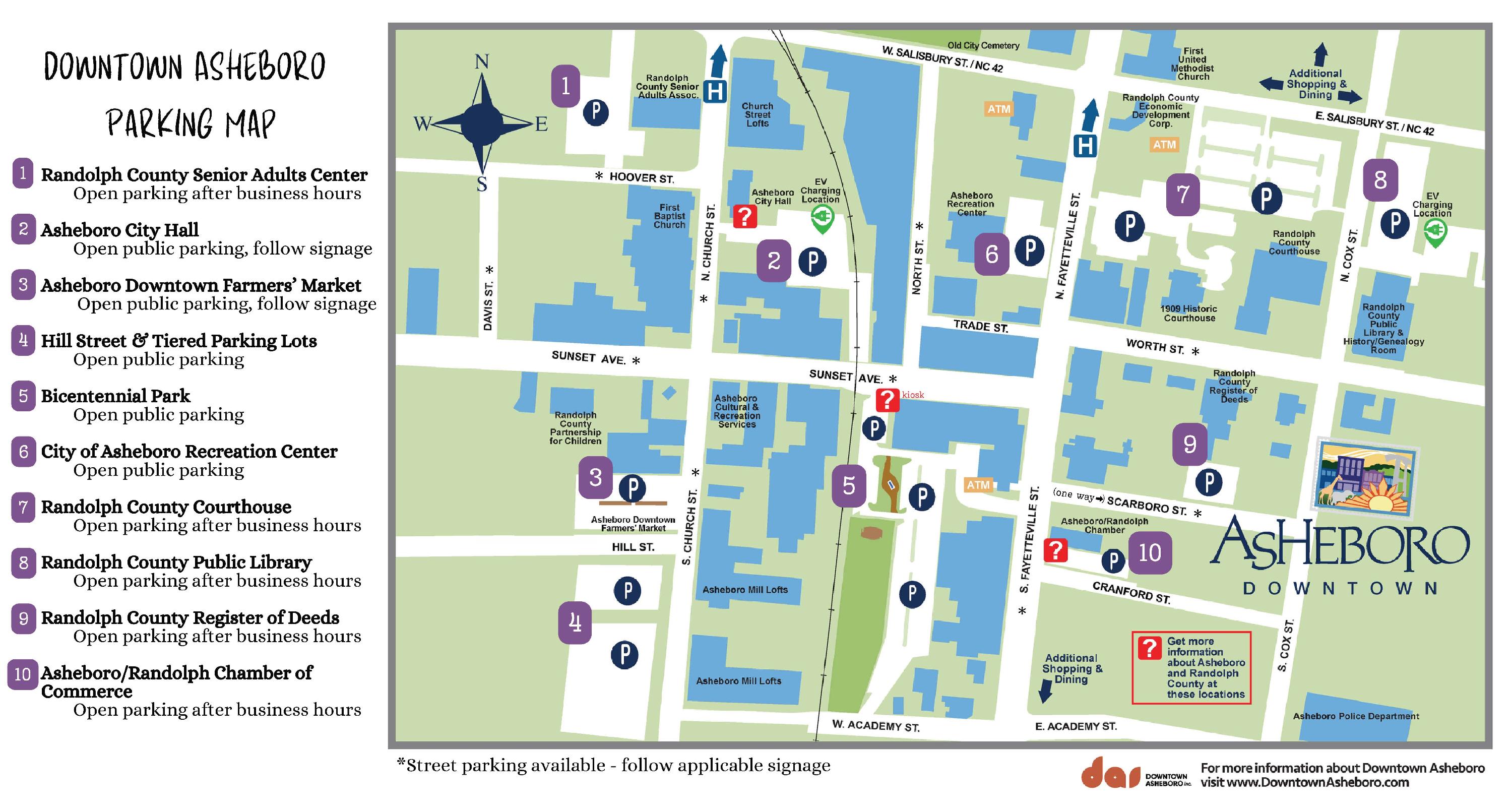 Downtown Asheboro Parking Map